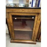 19th cent. French walnut glazed display cabinet, with fruitwood inlay, gilt brass fittings, trim