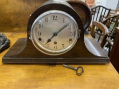 Clocks: 1930s oak Westminster chimes mantle clock, plus one other. (2)