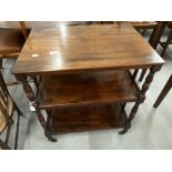 Victorian mahogany two tier trolley table with turned supports. Approx. 25½ins.