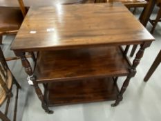 Victorian mahogany two tier trolley table with turned supports. Approx. 25½ins.