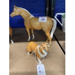 Beswick: Arab stallion 'Bahram' Palamino gloss. Arthur Gredington. Plus Collie, brown and white