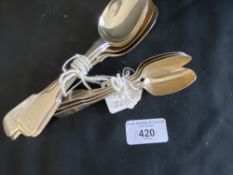 Hallmarked Silver: George IV fiddle pattern dessert spoons, one by William Eley and William Fearn