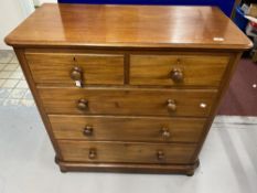19th cent. Mahogany two over three chest of drawers with pelmet base support. 42ins. x 41ins. x