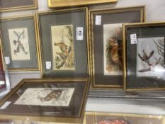 J & J Cash, Coventry. Wildlife embroidered silks, Hare, Fox, Badgers, Mallards, Grebes and Pheasant.