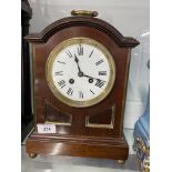 Clocks: 20th cent. F & D bracket clock with brass carrying handle. 12ins.