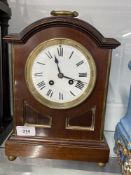 Clocks: 20th cent. F & D bracket clock with brass carrying handle. 12ins.