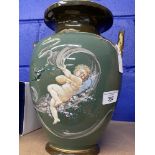 Pottery & Porcelain: 1880s Art Nouveau Dalton Lambeth vase 'Spring' designed by J.H. McLennan.