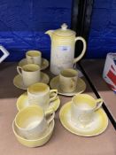 1930s Grays 'Sunbuff' part coffee set, comprising coffee pot, sugar bowl, cups x 6, saucers x 5.