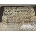 Documents & Ephemera: William & Mary late 17th cent. illuminated document on vellum, pictorial