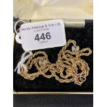 Gold Jewellery: 9ct rope twist link matching bracelet and necklace. London 9ct import mark. 4.4g.