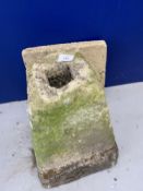 Gardenalia: Limestone saddle stone, height 18ins. Square top 13½ins.