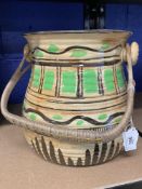 20th cent. Studio Pottery Shorter & Son Mabel Leigh Anglo-Afrik raffia handled pot, signed and