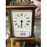 Clocks: 20th cent. Brass carriage clock. 4½ins.