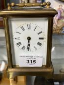 Clocks: 20th cent. Brass carriage clock. 4½ins.