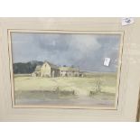 Stanley Orchart British 1920-2005: Watercolour Farm at Denby Dale Yorkshire, signed with title label