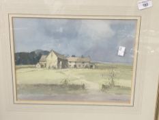 Stanley Orchart British 1920-2005: Watercolour Farm at Denby Dale Yorkshire, signed with title label