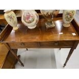 19th cent. Mahogany serving table with galleried top and twin drawers on tapered supports. 31ins.