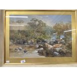 Charles Branwhite 1817-1860: Watercolour on paper 'Fisherman by the River', signed and dated