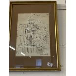 Adrian Daintrey (1902 - 1988) Founder Statue pen and ink drawing, signed also inscribed and dated