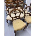 19th cent. Mahogany balloon and ribbon back dining chairs. Harlequin set of eleven.