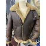 Militaria: American Army Airforce pattern B3 leather and sheepskin flying jacket.