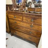 Late Georgian mahogany chest of two short and three long drawers on splay bracket feet. 47¼ins.