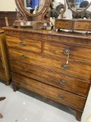 Late Georgian mahogany chest of two short and three long drawers on splay bracket feet. 47¼ins.