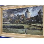 T. King: 20th cent. British oil on board Windsor Castle, signed & dated lower right. framed 12ins. x