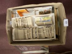 Cigarette & Tea Cards: Tin containing hundreds of loose cards & postcards, plus seventeen Wills's