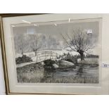 Jeremy King: 20th cent. Pencil signed limited edition lithograph "Starters Bridge" 196/200 framed