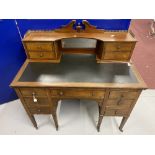 19th cent. Mahogany ladies writing desk, with four drawer mirrored gallery and seven drawer main