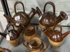 Royal Doulton: Stoneware Salisbury kettle 10½ins. x 2, two smaller kettles 7½ins. x 2, gill 4½ins.