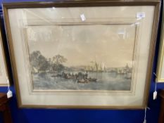 J.B. Pyne Attributed: Watercolour Lake Windermere, label on verso. Framed and glazed 20ins. x