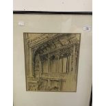 Victor J. Carter: 20th cent. English school conté crayon of Edington Priory with Royal West of