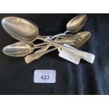 Hallmarked Silver: Spoons - dessert (1) London Thomas, Walter & Henry Holland, teaspoons (6) worn