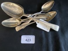 Hallmarked Silver: Spoons - dessert (1) London Thomas, Walter & Henry Holland, teaspoons (6) worn