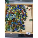 Toys & Games: Early 20th cent. Glass marbles, swirls, all colours, some clear glass. Large