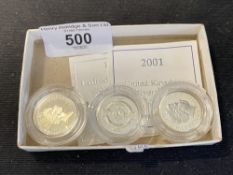 Coins: Silver Piedfort £1 1998 England, Scotland. Plus Ireland non Piedfort £1. (3)
