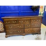 George III mahogany mule chest with a rising top, three dummy drawers to the front and four short