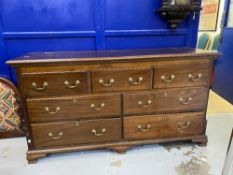 George III mahogany mule chest with a rising top, three dummy drawers to the front and four short