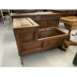 c1900 Oak baby's crib, made by the estate carpenter. 26ins. x 36ins. x 23ins.