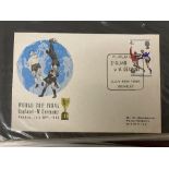 Stamps & First Day Covers: Two albums, one containing forty-seven England's World Cup first day
