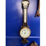 19th cent. Oak banjo type aneroid barometer.