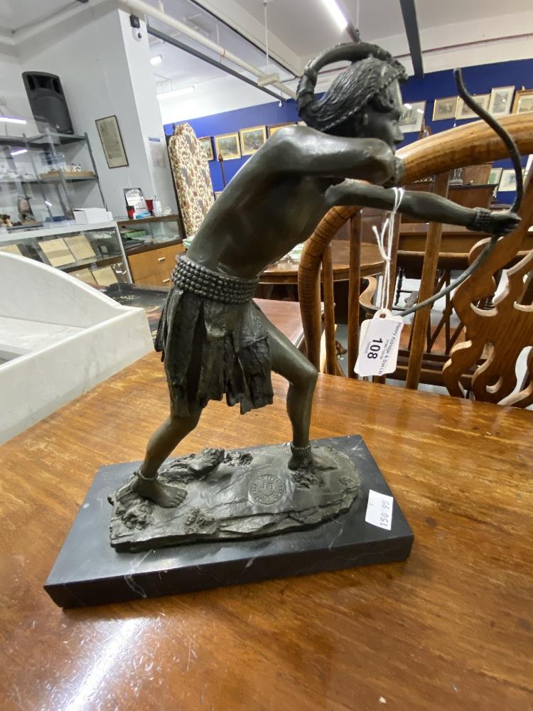 After Martin Milo 1893-1970 art deco bronze sculpture of an African native bowman, signed Milo on