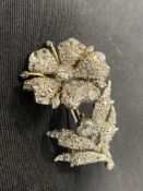 Gold Jewellery: Georgian tremblant diamond spray brooch, 9ct. gold set (tested) old cut stones