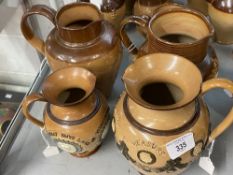 Doulton Lambeth: Salt glaze hunting jug with applied crest City of Glasgow, plus brown salt glaze