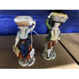 20th cent. Ceramics: Two German (Thuringian) porcelain figures of a laundry woman & a fruit