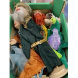 20th cent. Anna Marita hand puppets, king, queen and prince on stands, plus Manhattan Toy Co. hand