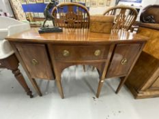 19th cent. Mahogany bow front sideboard, fitted central drawer flanked by a pair of panel doors on