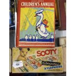 Toys: 1960s Sooty xylophone, a Green Monk product, boxed and complete. Plus Living Models Children's